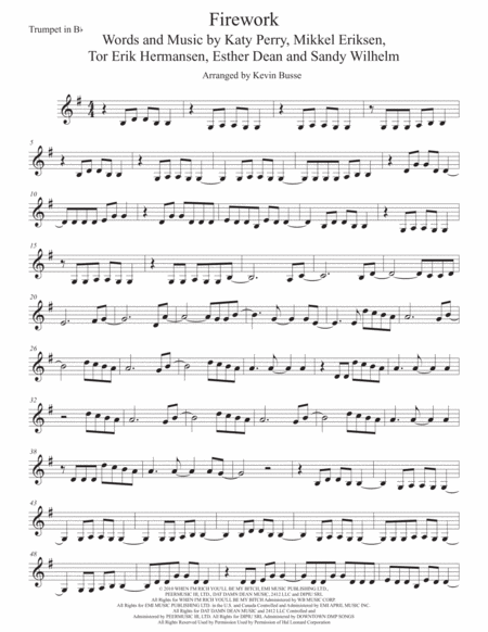 Firework Trumpet Sheet Music