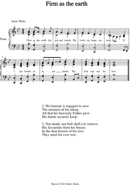 Free Sheet Music Firm As The Earth A New Tune To A Wonderful Isaac Watts Hymn