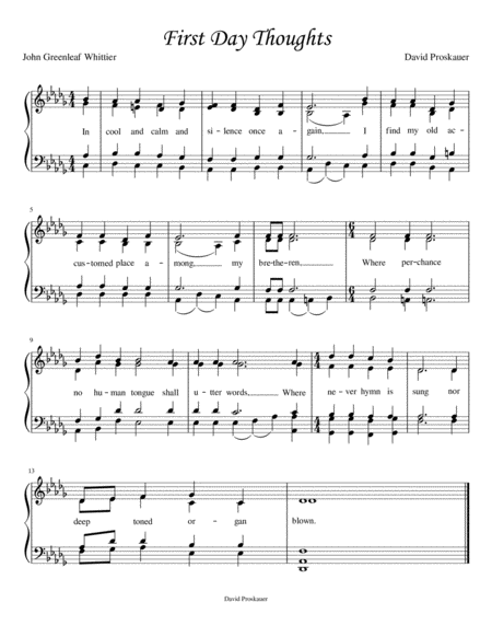 First Day Thoughts Sheet Music