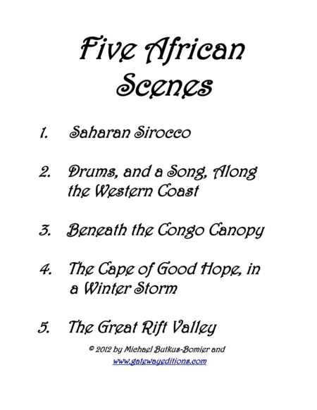 Five African Scenes For Piano Solo Sheet Music