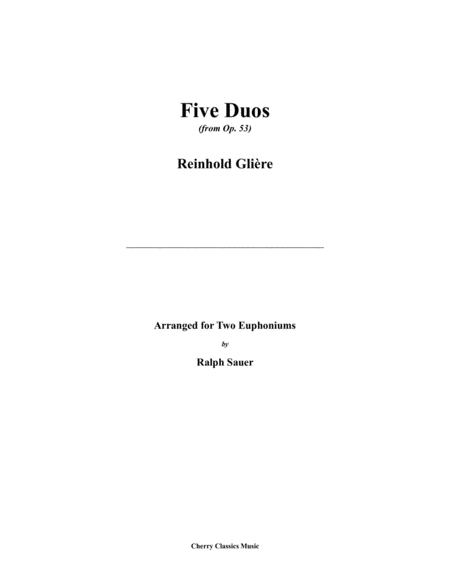 Five Duos From Op 53 For Two Euphoniums Sheet Music