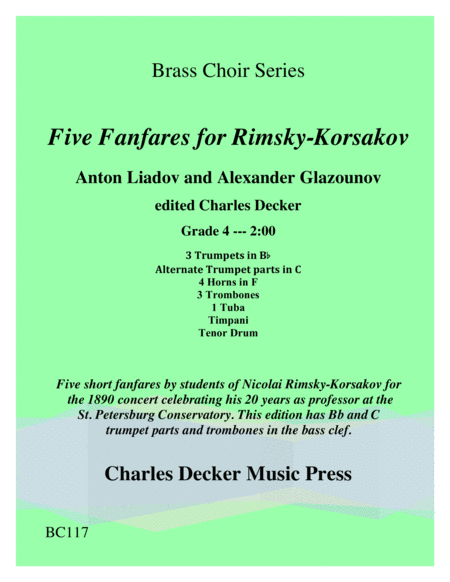 Five Fanfares For Rimsky Korsakov For Brass Choir Sheet Music