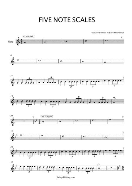 Free Sheet Music Five Note Scales For Beginner Flute