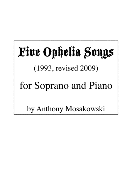 Free Sheet Music Five Ophelia Songs