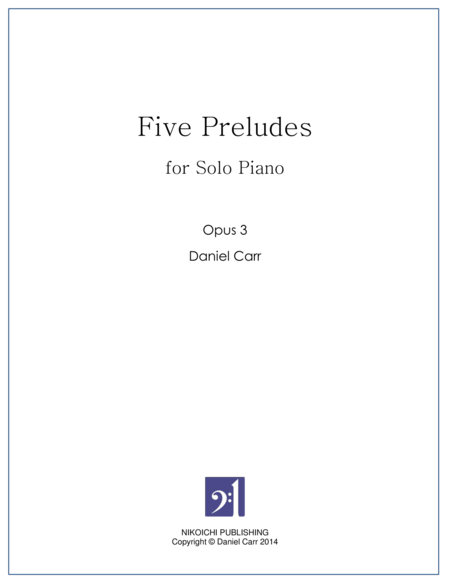 Five Preludes For Solo Piano Opus 3 Sheet Music