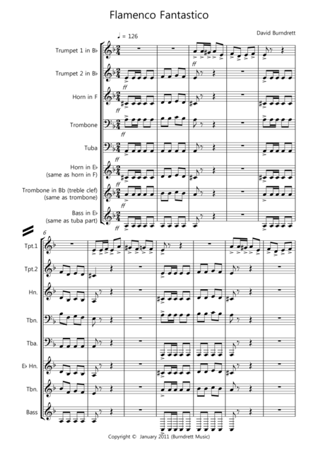 Free Sheet Music Flamenco Fantastico For Brass Quintet