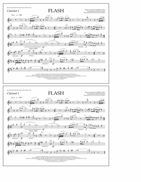 Flash Arr Tom Wallace Clarinet 1 Sheet Music