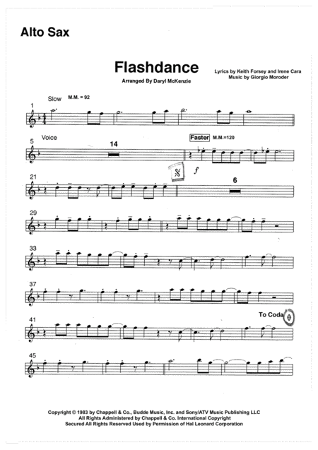 Flashdance What A Feeling Vocal With Band 7 Horns Key Of F Minor Sheet Music