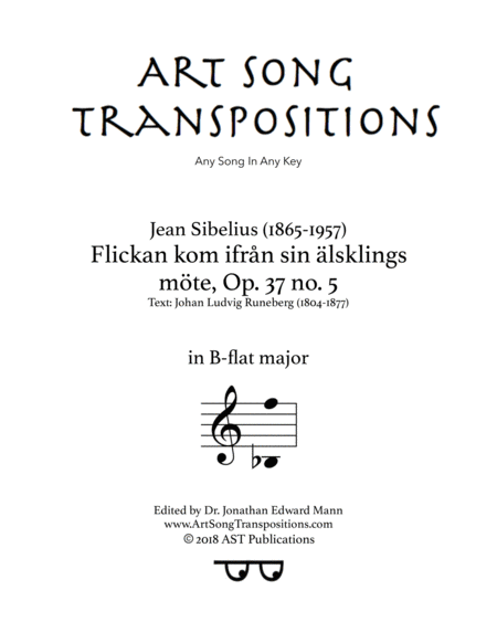 Flickan Kom Ifrn Sin Lsklings Mte Op 37 No 5 B Flat Major Sheet Music