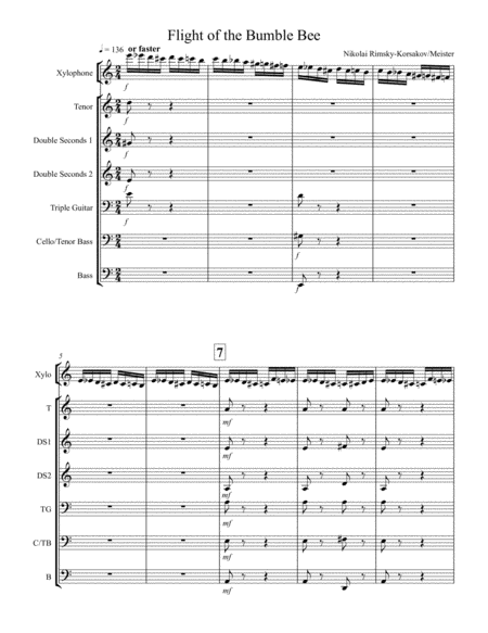 Free Sheet Music Flight Of The Bumblebee For Xylophone And Steel Band