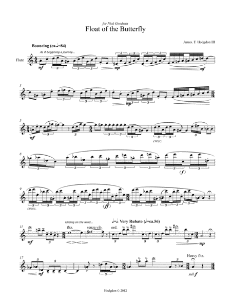 Free Sheet Music Float Of The Butterfly