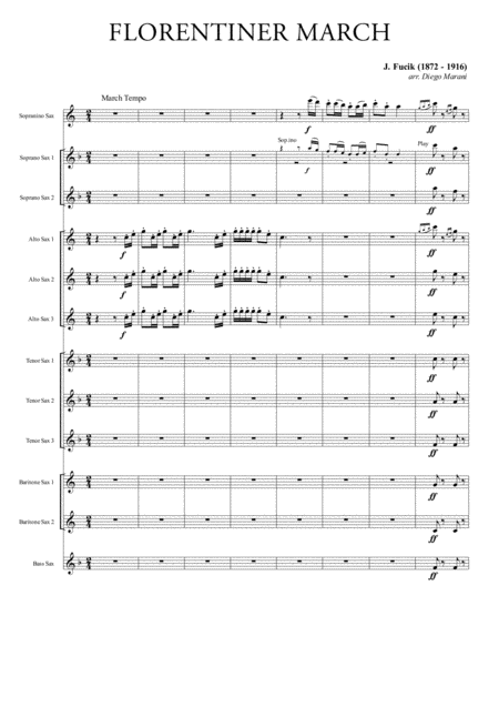 Florentiner March For Saxophone Ensemble Sheet Music