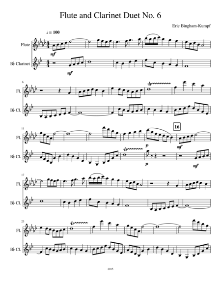 Flute And Clarinet Duet No 6 Sheet Music