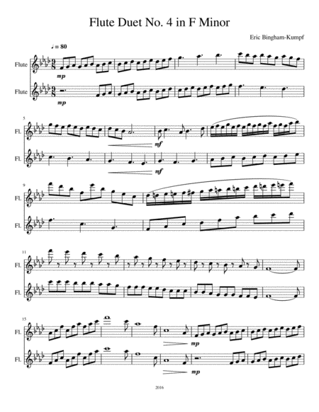 Flute Duet No 4 In F Minor Sheet Music