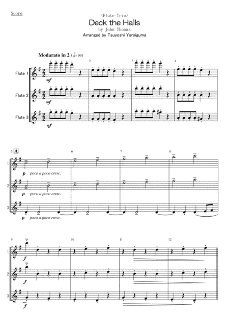 Flute Trio Deck The Halls Sheet Music