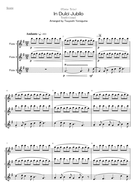 Flute Trio In Dulci Jubilo Sheet Music