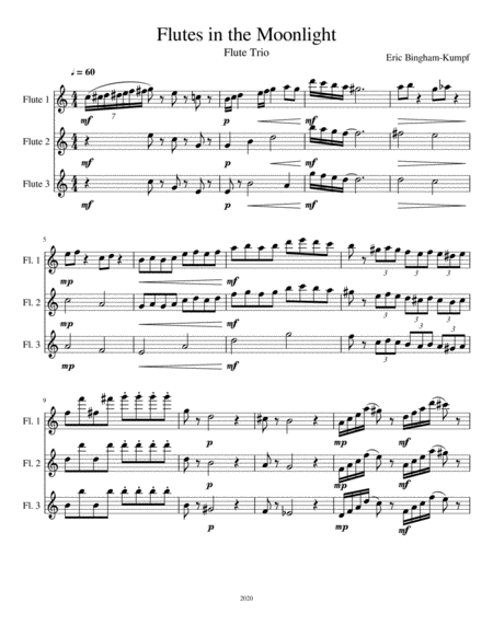 Free Sheet Music Flutes In The Moonlight