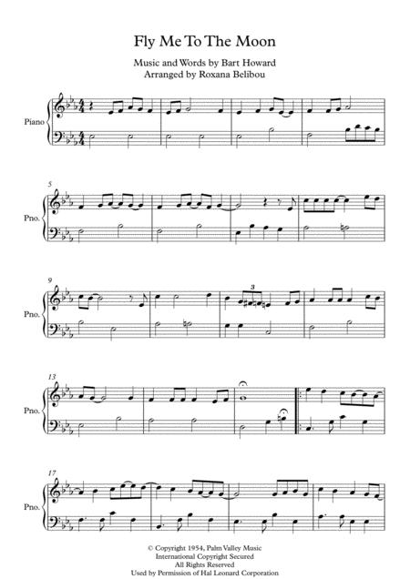 Fly Me To The Moon In Other Words Easy Piano Sheet Music