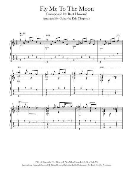 Free Sheet Music Fly Me To The Moon Solo Guitar