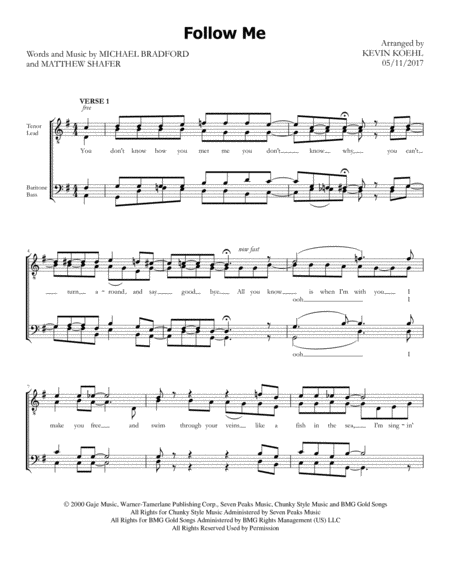 Follow Me Sheet Music