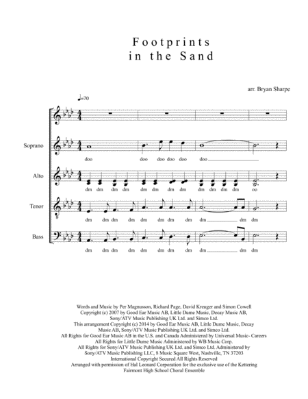 Free Sheet Music Footprints In The Sand