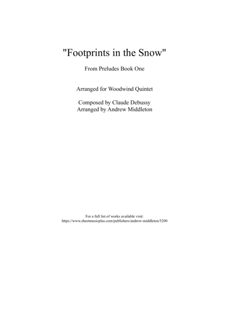 Footprints In The Snow Arranged For Woodwind Quintet Sheet Music