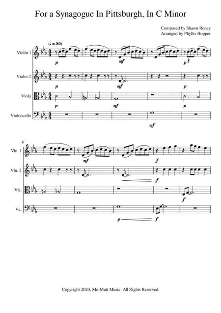 Free Sheet Music For A Synagogue In Pittsburgh In C Minor For String Quartet