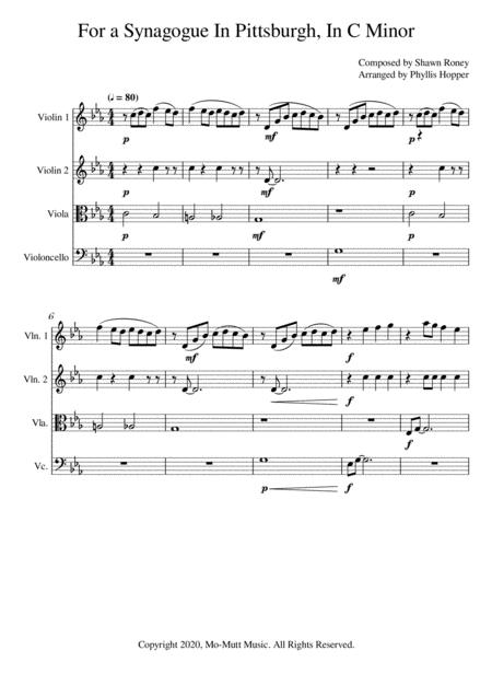 For A Synagogue In Pittsburgh In C Minor For String Quartet Sheet Music