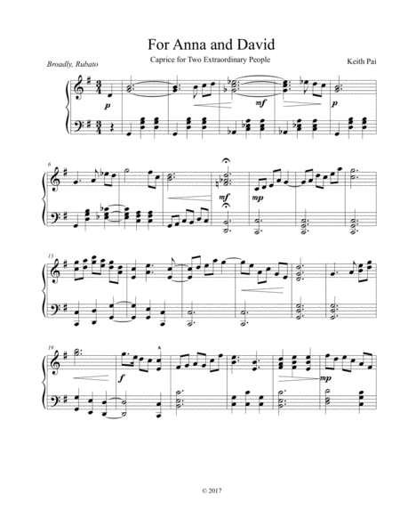 For Anna And David Sheet Music