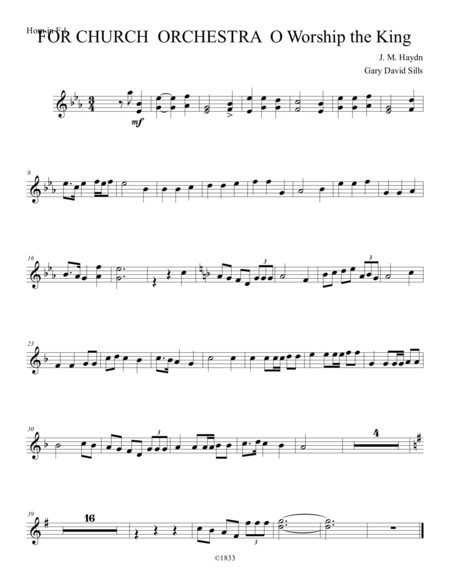 For Church Orchestra O Worship The King Horn In F 2 Sheet Music