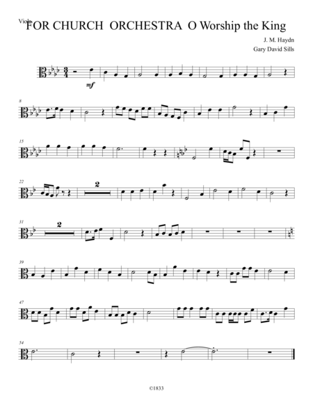Free Sheet Music For Church Orchestra O Worship The King Viola