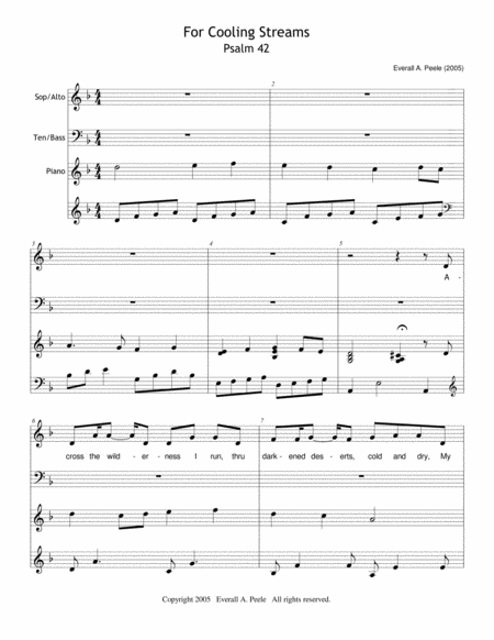 Free Sheet Music For Cooling Streams Choir Version Includes Unlimited License To Copy