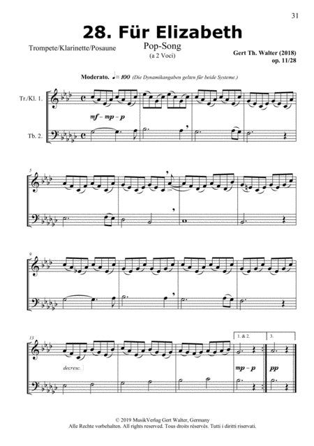 Free Sheet Music For Elizabeth From Brass Pop Romanticists