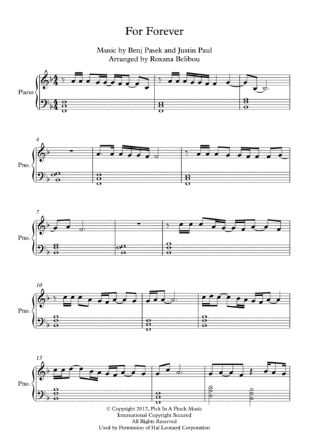 For Forever From Dear Evan Hansen Piano Sheet Music