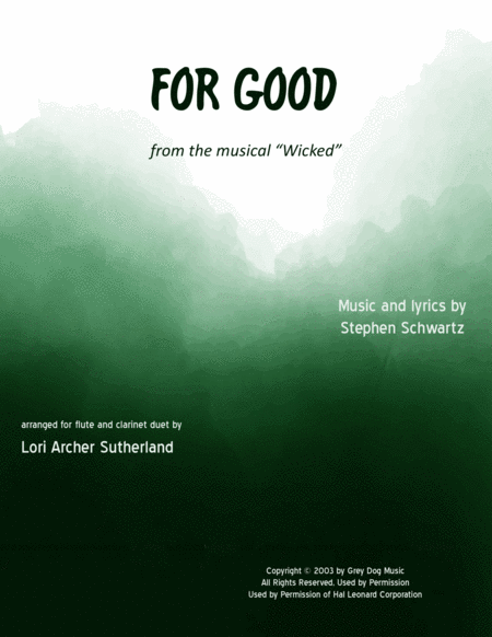 For Good For Flute Clarinet Duet Sheet Music