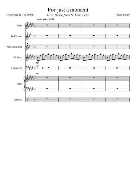 Free Sheet Music For Just A Moment From St Elmos Fire David Foster Mixed Ensemble