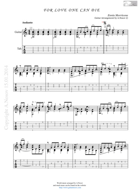 Free Sheet Music For Love One Can Die Sheet Music For Guitar