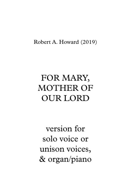 Free Sheet Music For Mary Mother Of Our Lord Solo Unison Version