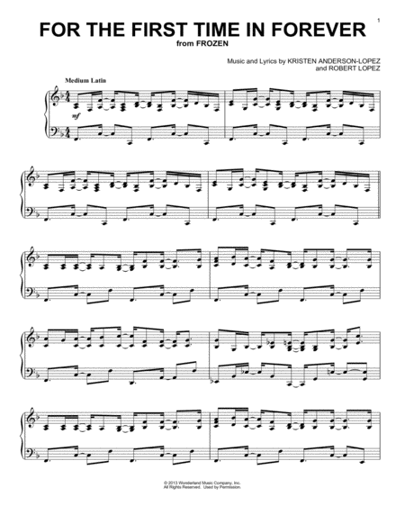 For The First Time In Forever From Frozen Sheet Music