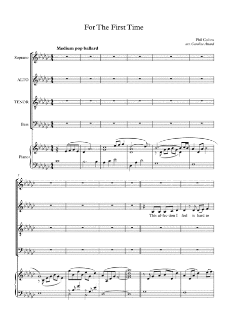 Free Sheet Music For The First Time Satb