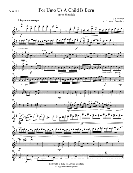 Free Sheet Music For Unto Us A Child Is Born From Messiah