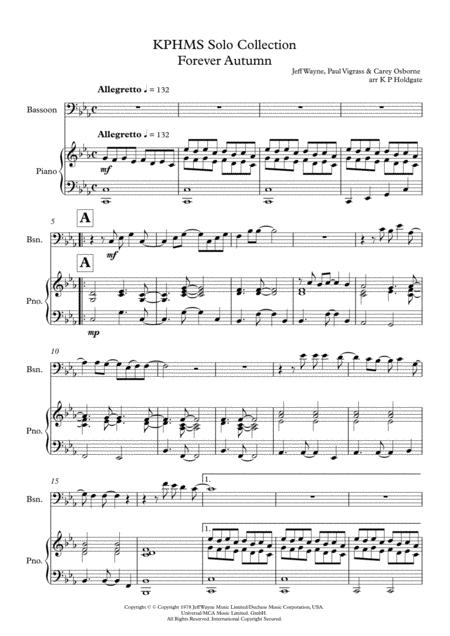Free Sheet Music Forever Autumn Solo For Bassoon Piano In Eb Major