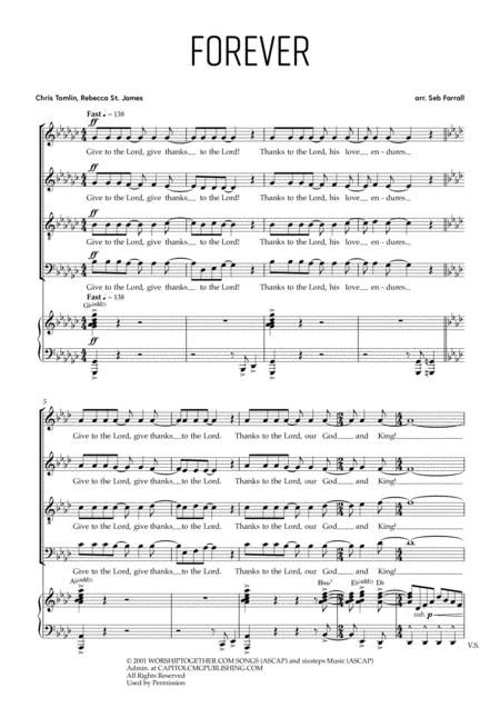 Free Sheet Music Forever Give Thanks To The Lord Satb