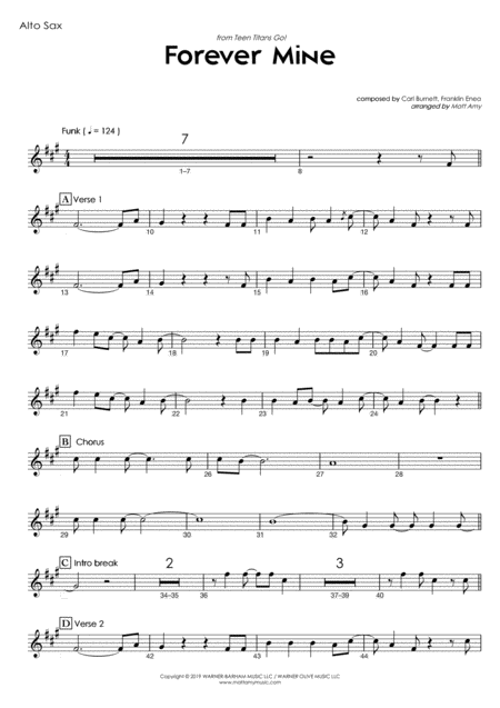 Forever Mine From Teen Titans Go Alto Sax Play Along Sheet Music