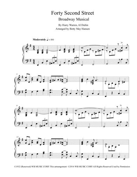 Forty Second Street The Musical Sheet Music