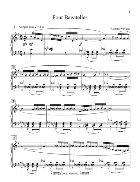 Free Sheet Music Four Bagatelles