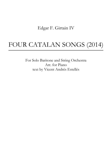 Four Catalan Songs Sheet Music