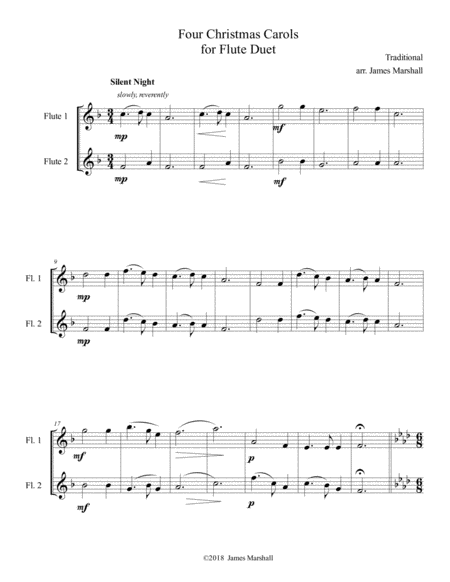 Four Christmas Carols For Flute Duet Sheet Music