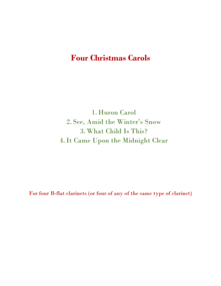 Four Christmas Carols For Four Clarinets Sheet Music