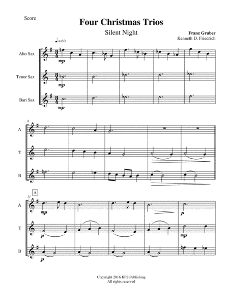 Four Christmas Trios Saxophone Trio Sheet Music